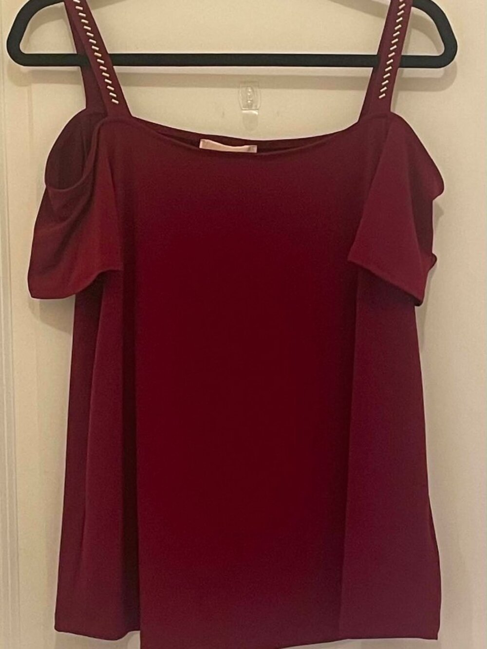 MICHAEL KORS Women’s Burgendy Cold Shoulder Blouse, Size M